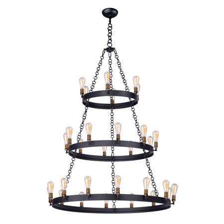 Maxim Lighting Noble 30-Light Chandelier w/Bulbs, Black/Natural Aged Brass 26278BKNAB/BUL
